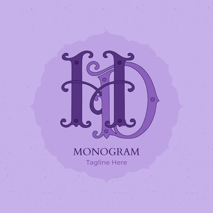 Gratis Vector hand getekend hd monogram logo