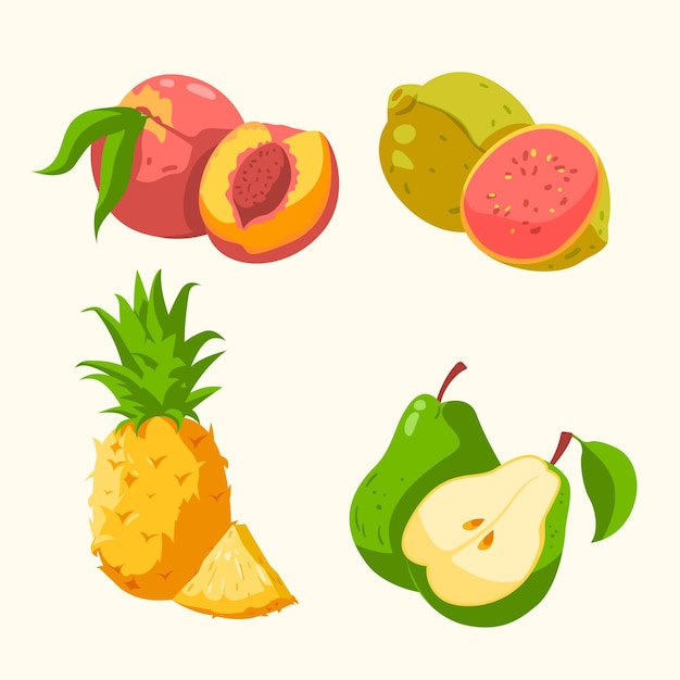 Gratis vector hand getekend heerlijk fruit collectie