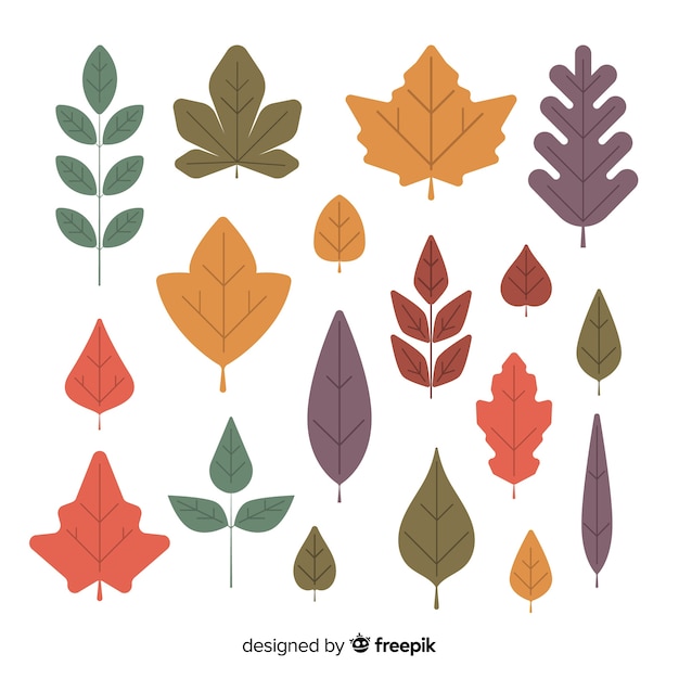 Gratis vector hand getekend herfst bos bladeren collectie