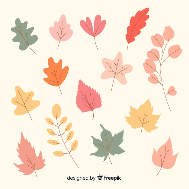 Gratis vector hand getekend herfst bos bladeren collectie