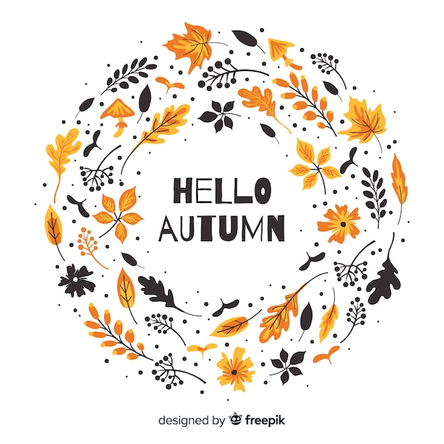 Gratis vector hand getekend herfst bos laat achtergrond