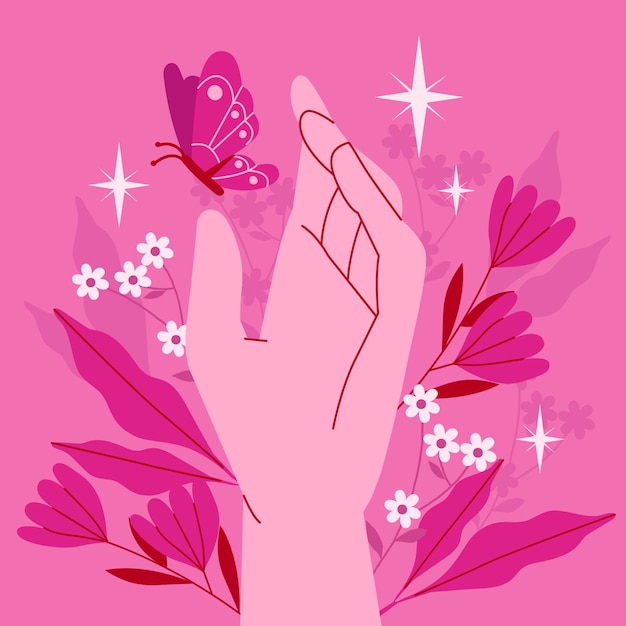Gratis vector hand getekend hete roze illustratie