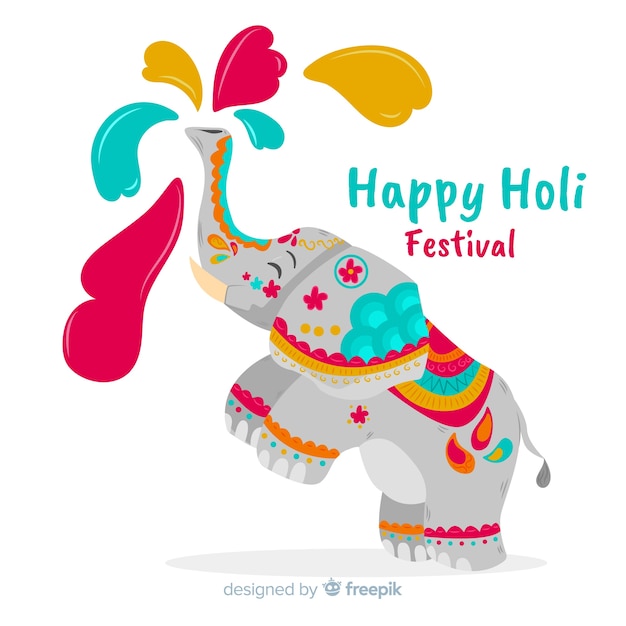 Hand getekend holi festival achtergrond