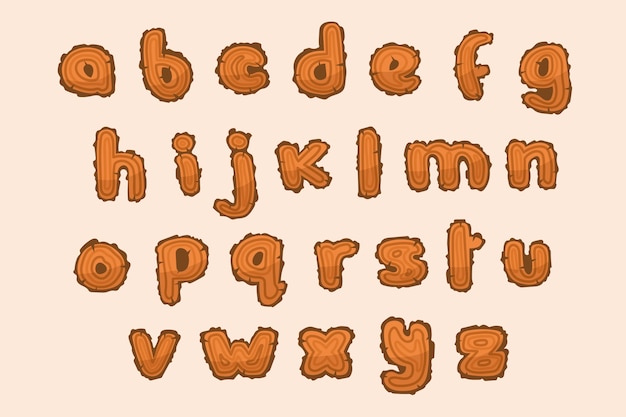 Gratis vector hand getekend houten alfabet
