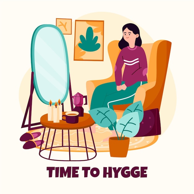 Gratis vector hand getekend hygge concept