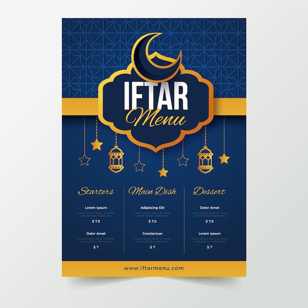 Hand getekend iftar verticale menusjabloon