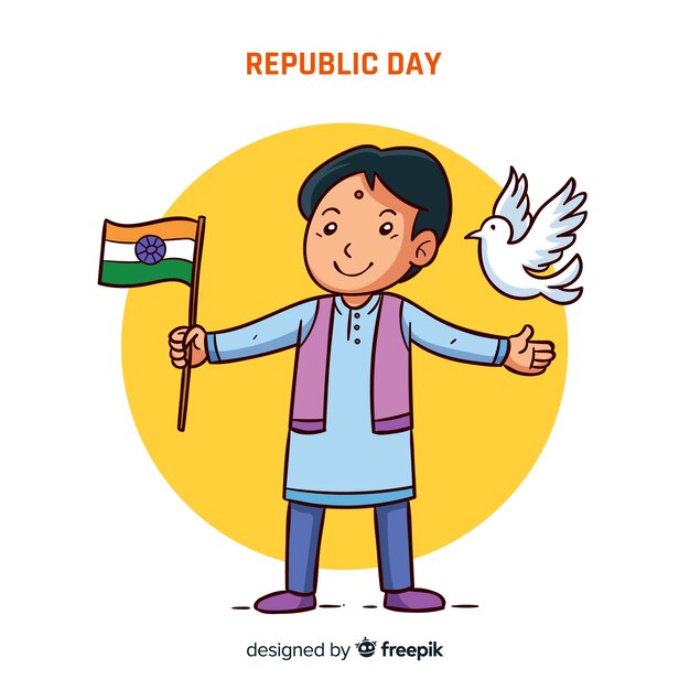 Hand getekend Indiase Republiek dag achtergrond