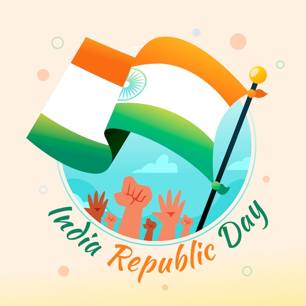 Gratis vector hand getekend indiase republiek dag concept