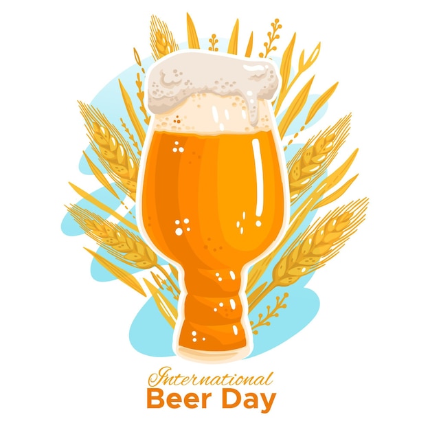 Gratis vector hand getekend internationale bierdag