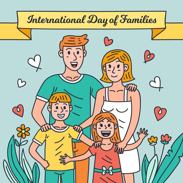 Hand getekend internationale dag van gezinnen