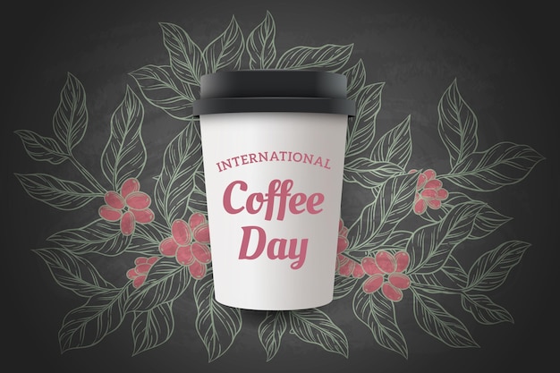 Gratis vector hand getekend internationale dag van koffie