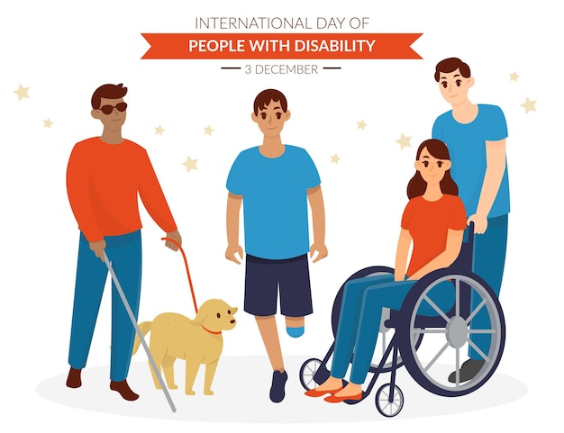 Hand getekend internationale dag van mensen met een handicap
