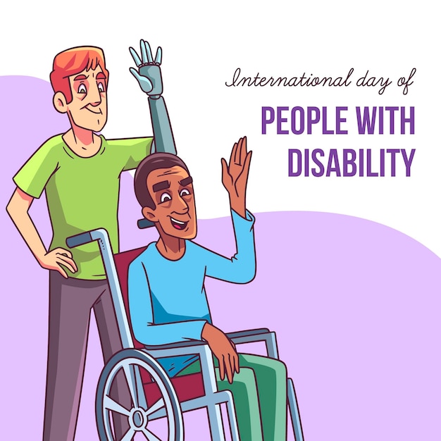 Hand getekend internationale dag van mensen met een handicap