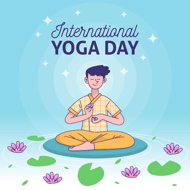 Hand getekend internationale dag van yoga