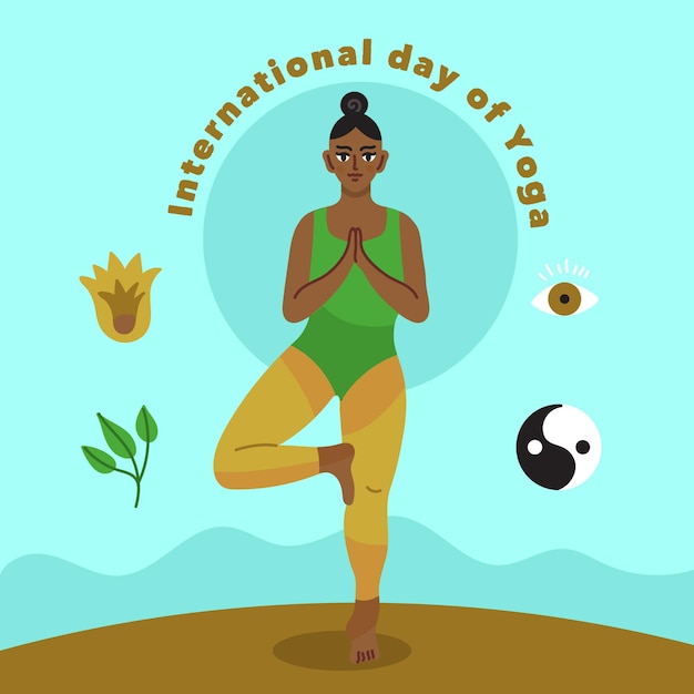 Gratis vector hand getekend internationale dag van yoga