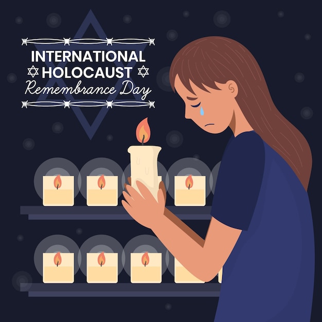 Gratis vector hand getekend internationale holocaust herdenkingsdag