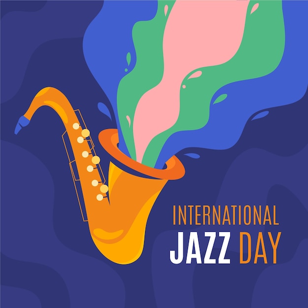 Hand getekend internationale jazz dag illustratie
