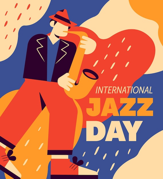 Hand getekend internationale jazzdag illustratie