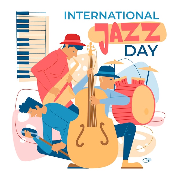 Gratis vector hand getekend internationale jazzdag illustratie