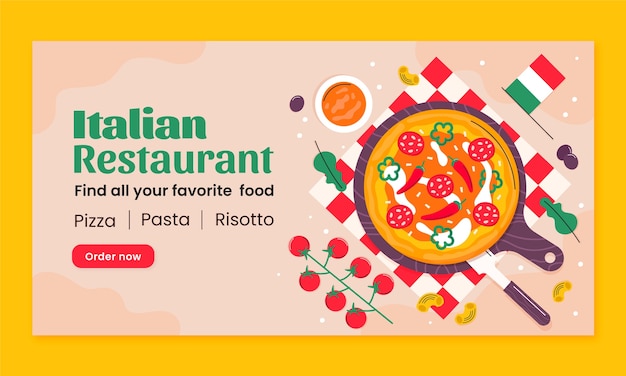 Gratis vector hand getekend italiaans restaurant facebook-sjabloon