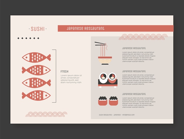 Gratis vector hand getekend japans restaurant infographic sjabloon