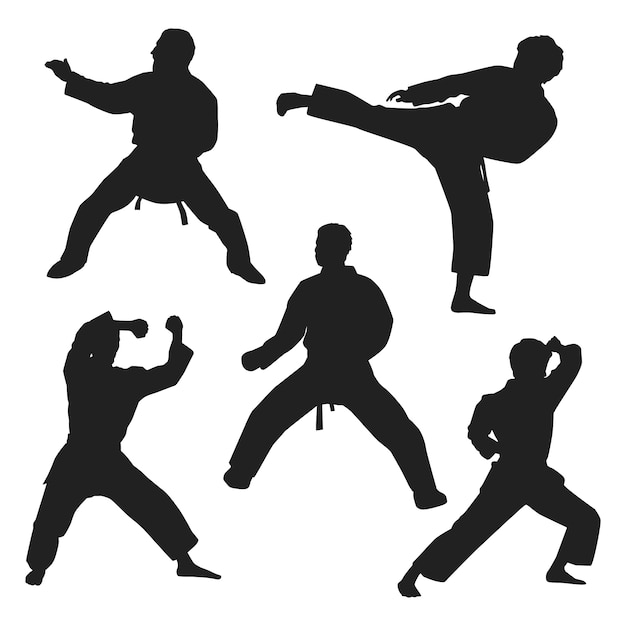 Gratis vector hand getekend karate silhouet