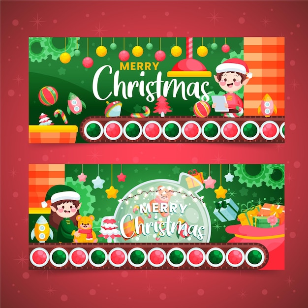 Hand getekend kerst banners sjabloon