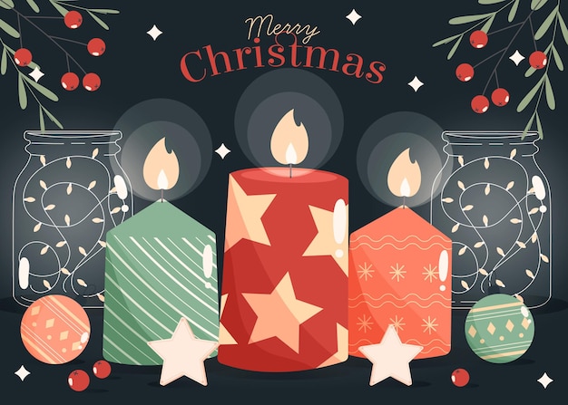 Gratis vector hand getekend kerst kaars achtergrond