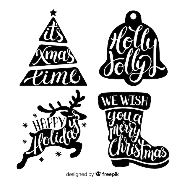 Gratis vector hand getekend kerst label collectie