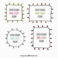 Gratis vector hand getekend kerst licht frames