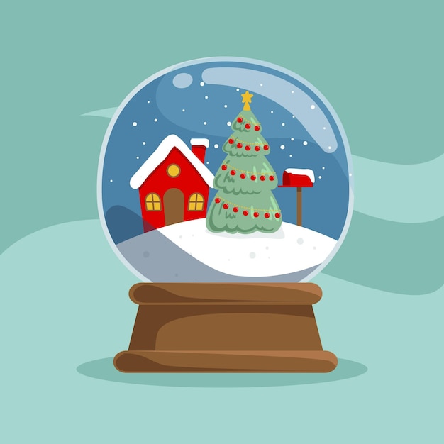 Gratis vector hand getekend kerst sneeuwbal globe