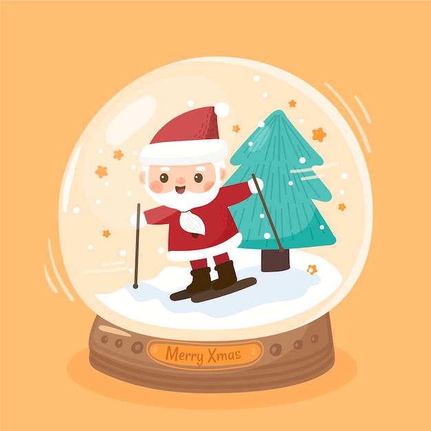 Gratis vector hand getekend kerst sneeuwbal globe