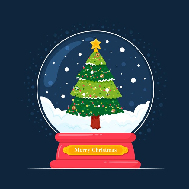 Hand getekend kerst sneeuwbal globe