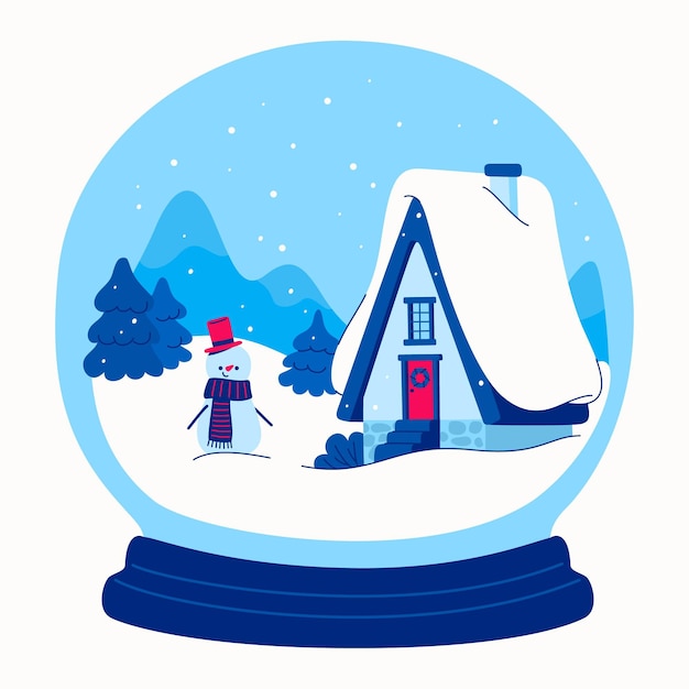 Gratis vector hand getekend kerst sneeuwbal globe