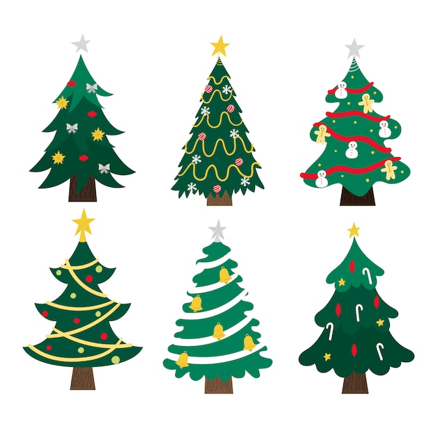 Gratis vector hand getekend kerstboom collectie