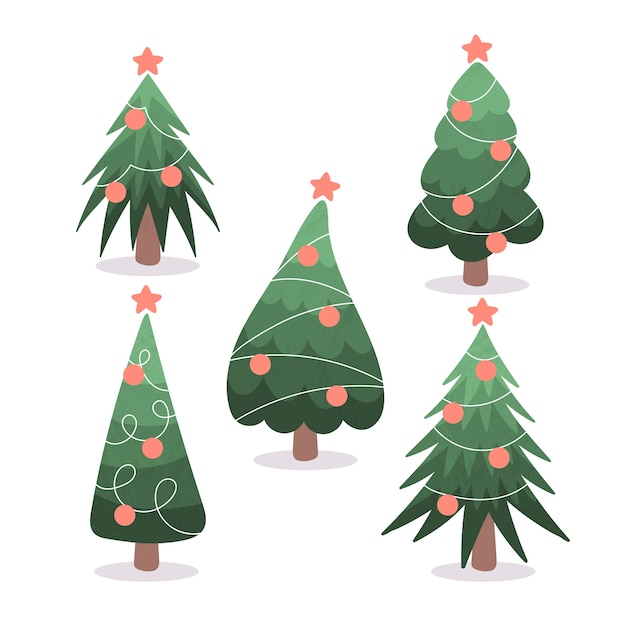 Gratis vector hand getekend kerstboom collectie