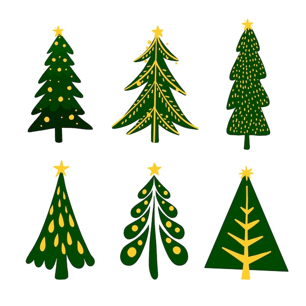 Gratis vector hand getekend kerstboom collectie