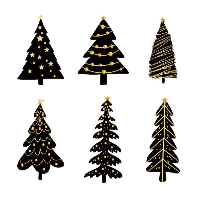 Gratis vector hand getekend kerstboom collectie