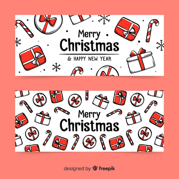 Hand getekend kerstcadeau banners