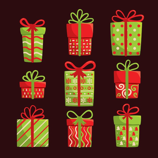 Gratis vector hand getekend kerstcadeau collectie