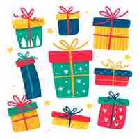 Gratis vector hand getekend kerstcadeau collectie