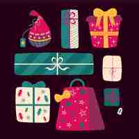 Gratis vector hand getekend kerstcadeau collectie