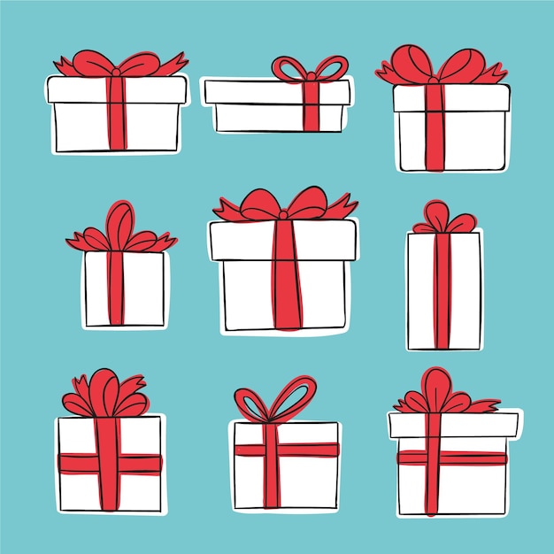 Gratis vector hand getekend kerstcadeau collectie