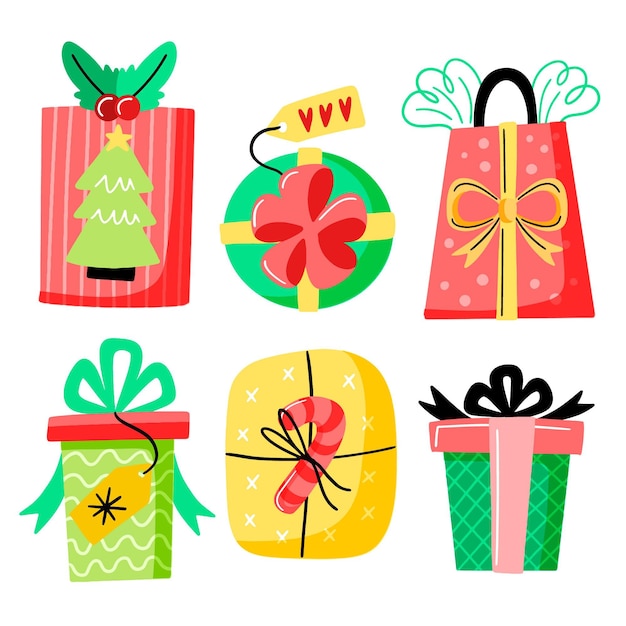 Gratis vector hand getekend kerstcadeau collectie