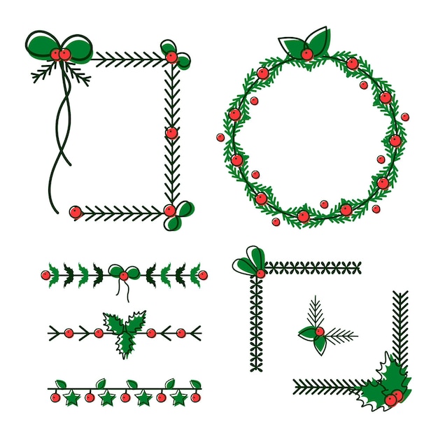 Gratis vector hand getekend kerstdecoratie pack