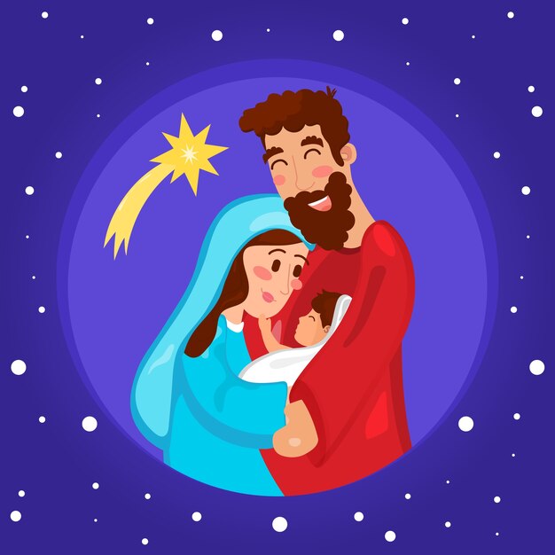 Gratis vector hand getekend kerststal concept