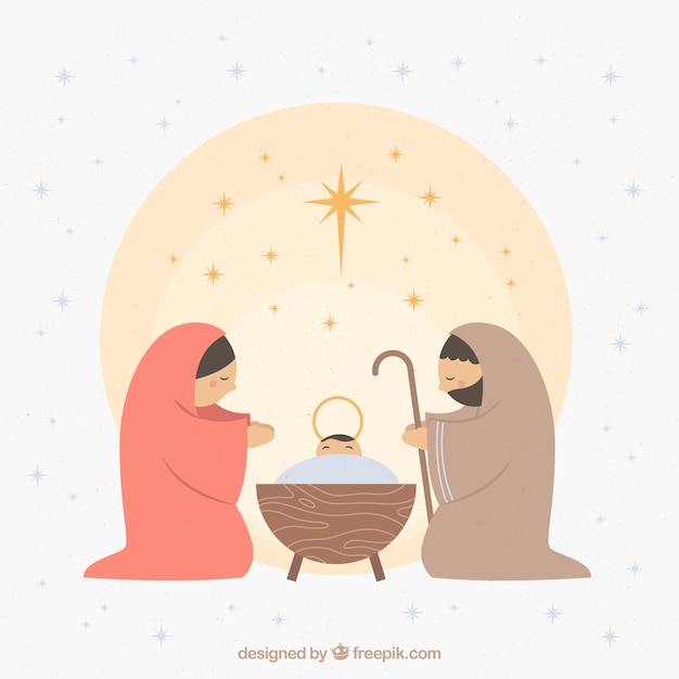 Gratis vector hand getekend kerststal