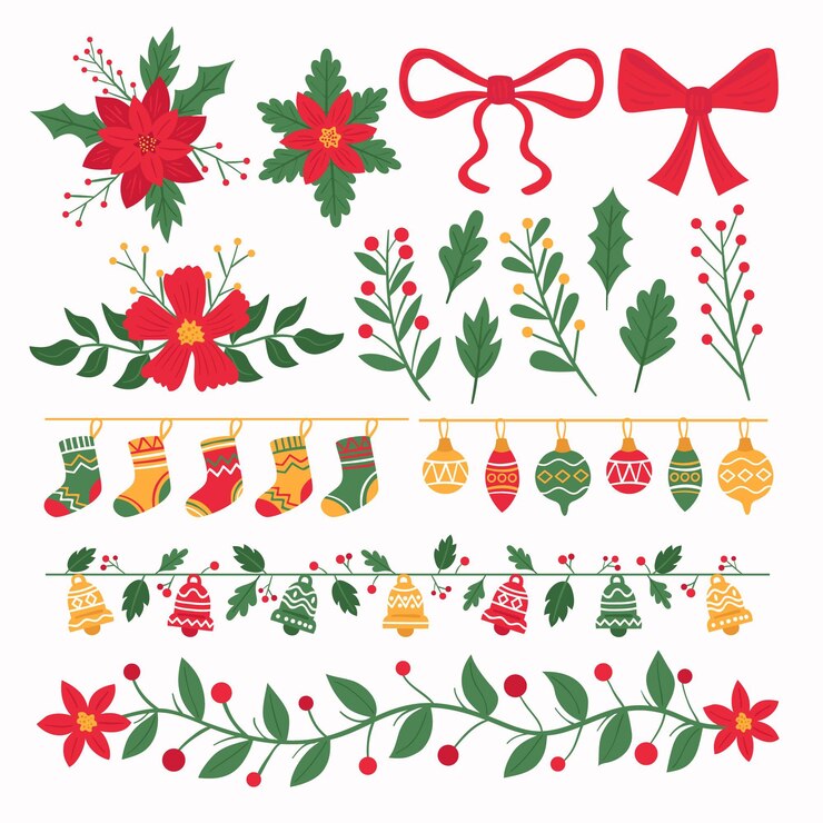 Gratis Vector hand getekend kerstversiering collectie