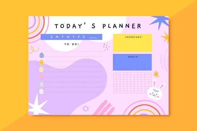 Hand getekend kinderlijke Pasen planner-sjabloon