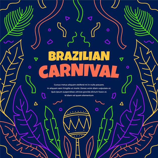 Hand getekend kleurrijk Braziliaans carnaval